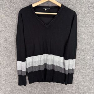 Vila Milano Sweater Pullover Women M Medium Black Striped Knit Long Sleeve